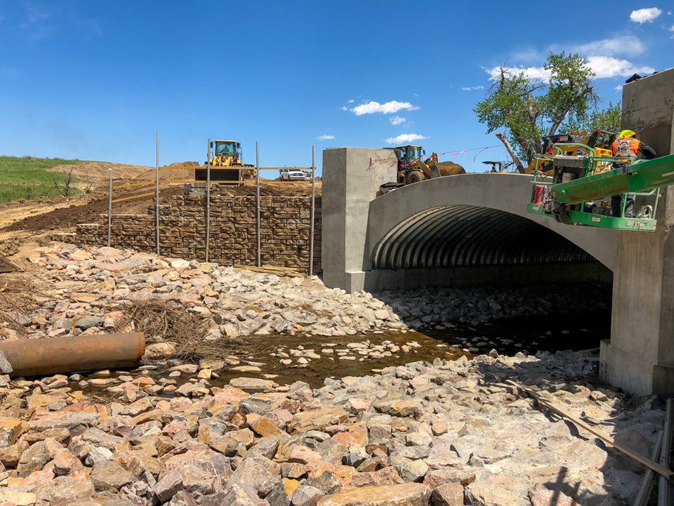 Colorado Redi-Rock bridge being built
