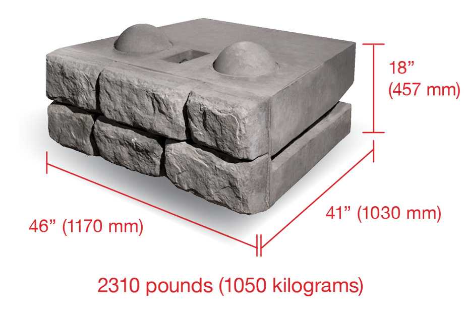 Cobblestone Redi-rock retaining wall block dimensions