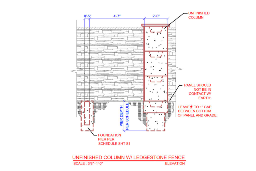Ledgestone column fence