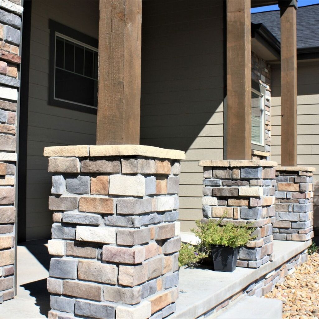 stone veneer on porch columns