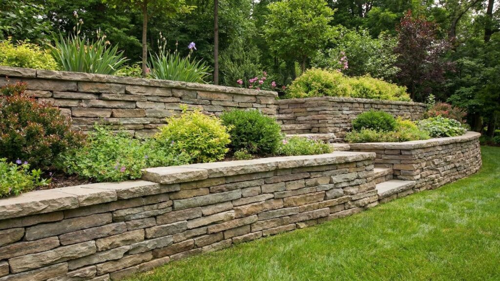 retaining wall creating garden beds