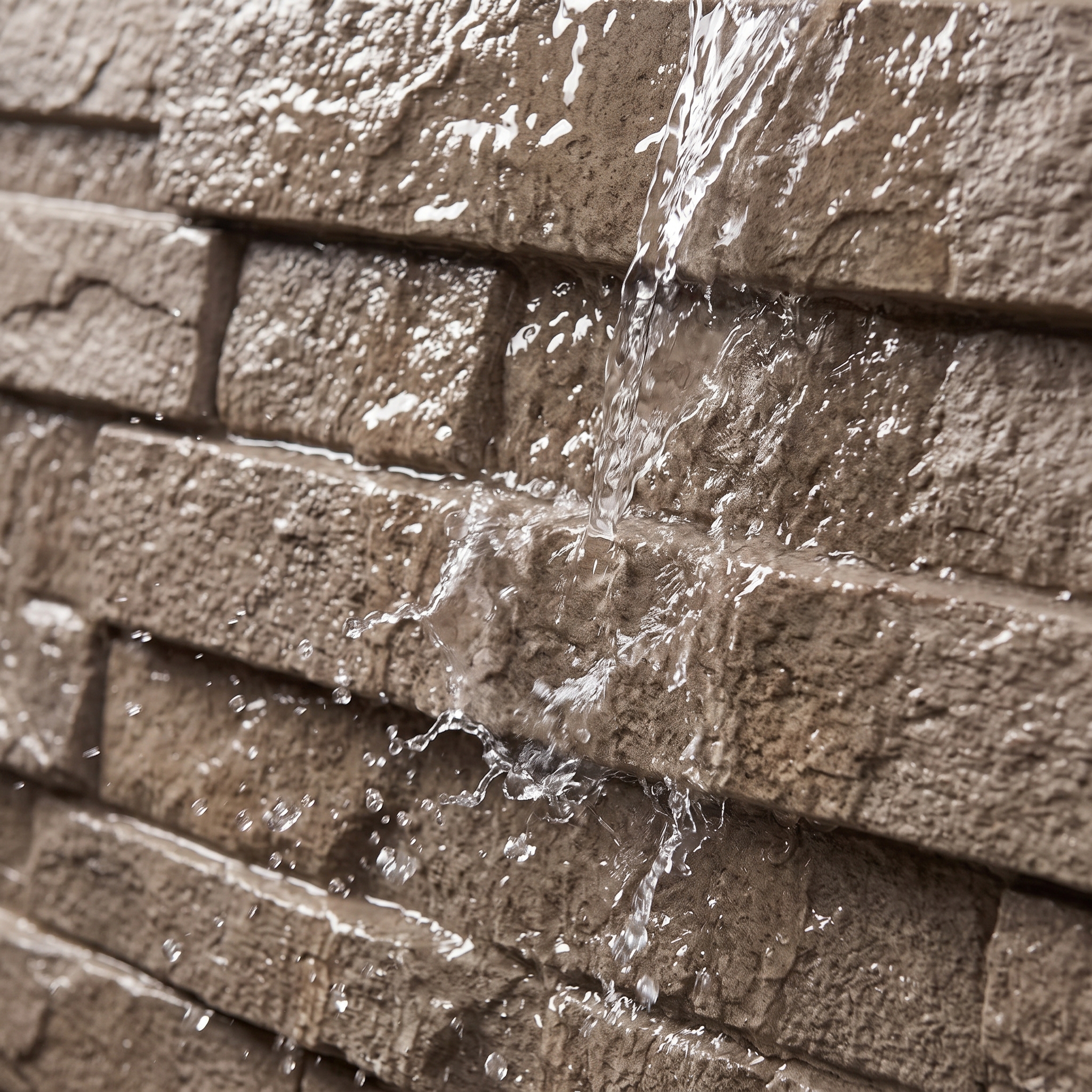 water running down stone