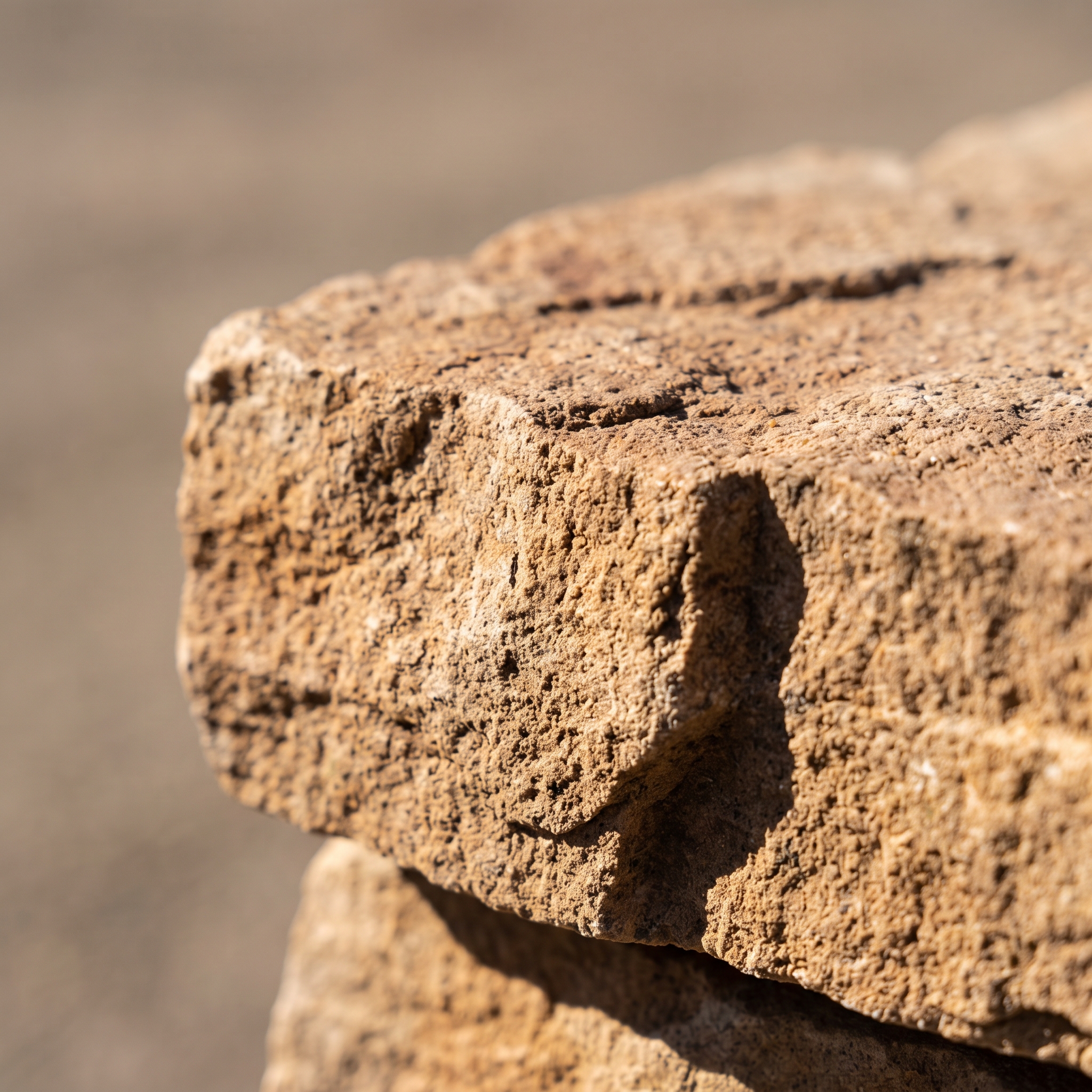 A macro shot highlights the hyper-realistic texture and color variations of Signature Stone's manufactured rock.